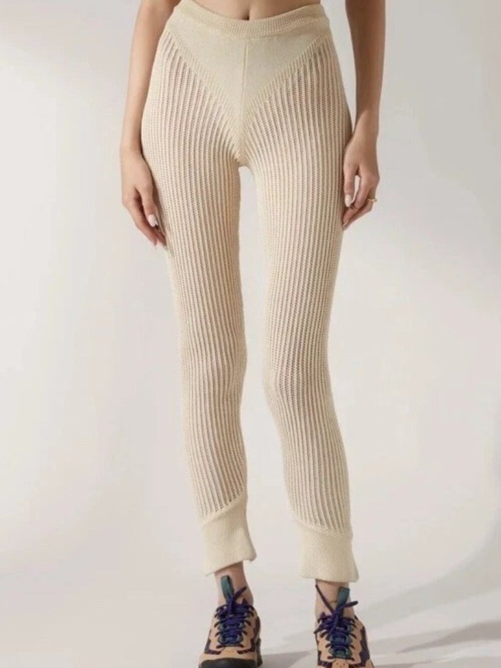 NWT Ruve Loom Pants Beige Crochet pants Women's sz One Size would say small S